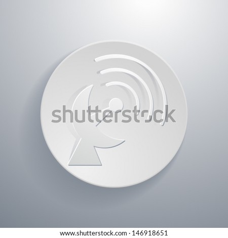 Vector simple paper-cut style, circular icon, satellite dish symbol