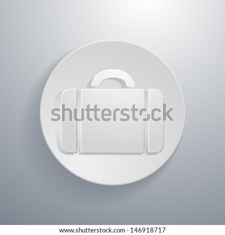 Vector simple paper-cut style, circular icon, briefcase symbol.