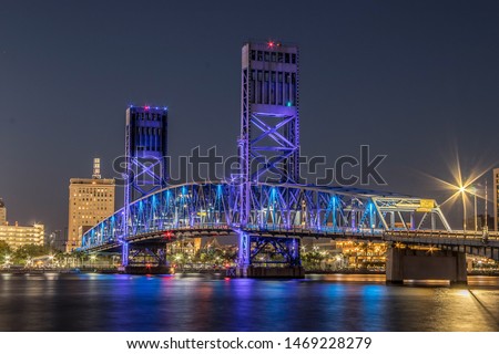 The Jacksonville bridge lit up at night