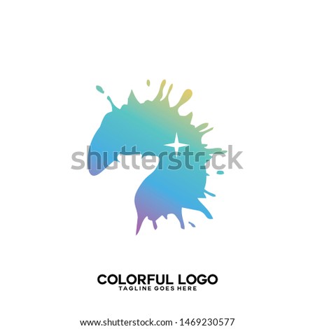 Polar Bear with Ink Splash logo. Bear negative space logo
