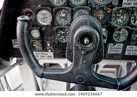  old vintage aircraft cockpit detail, pattern of multi meter gauge measure background
