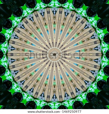 light colored fabric image with kaleidoscope effect becomes like a spiral ornament picture
