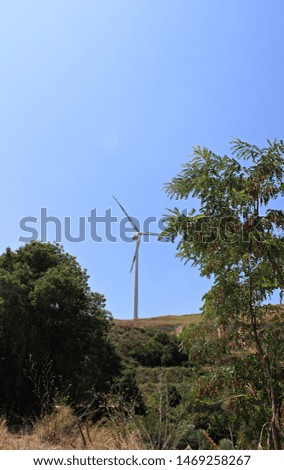 Italy, Sicily: Wind turbines to Sambuca.