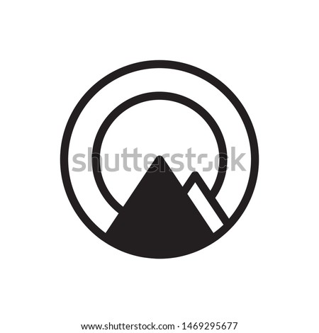 Mountain with sun logo template vector nature hills icon design