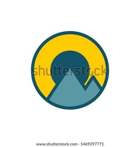 Sunrise with mountains logo template vector nature icon design