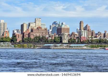 Brooklyn Heights and East river view from Manhattan. NYC, USA