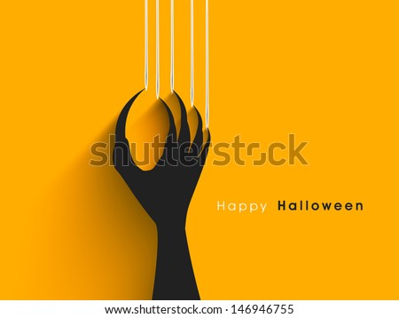 Halloween concept with scratching marks on yellow wall from zombie nails.