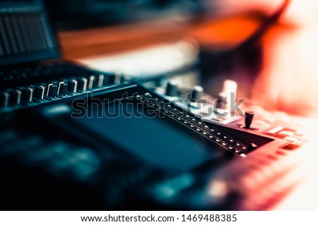 Audio and Video Editing Machine for Editing worker. Selective focus
