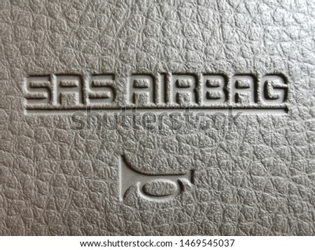 srs airbag sign. safety feature in automobile car.