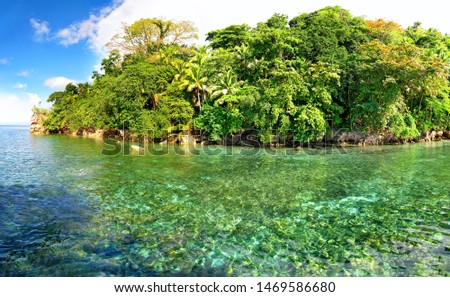 the clear blue waters in the island garden of samal davao philipppines