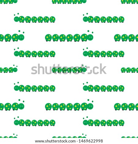 Vector seamless pattern with caterpillars. Horizontal direction