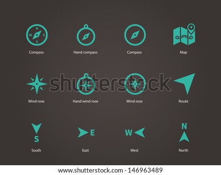 Compass icons. Vector illustration.