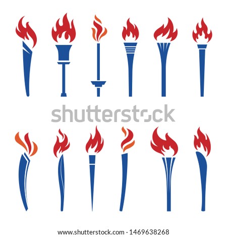 Various torches icon illustration in color