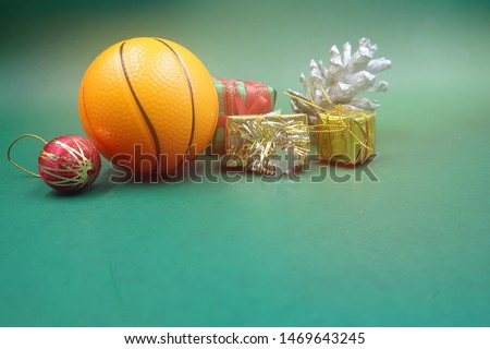               Basketball with Christmas ornament for Christmas holiday                 