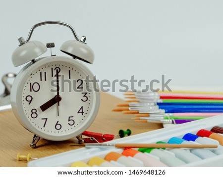 Back to school concept idea with colorful paint and stationary equipment set for back to school concept background  