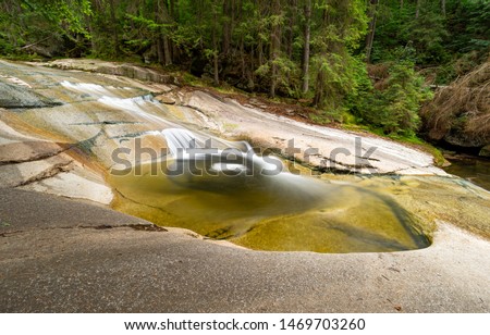 cascades on Mumlava river in Krkonose mountains in Harrachov, Czech republic