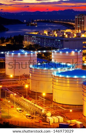 Oil tanks at sunset , hongkong tung chung