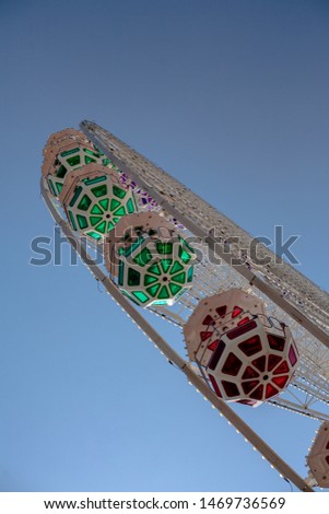 Big ferris wheel. Art photo at unusual angles.