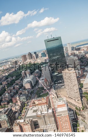 View of downtown Boston and its surrounding urban