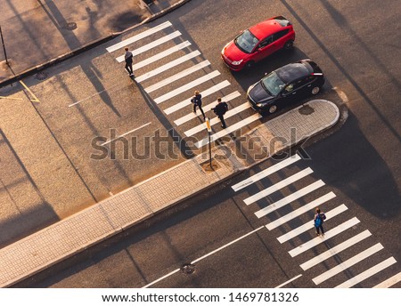 Pedestrian crossing. View from above. Royalty-Free Stock Photo #1469781326