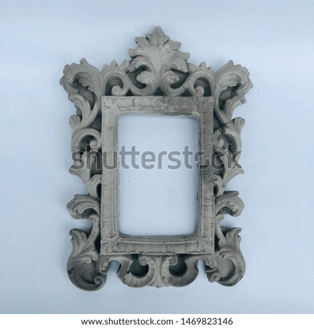 Cement picture frame on white backgroung