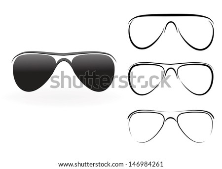 Set of modern glasses and sunglasses, vector illustration isolated on white background 