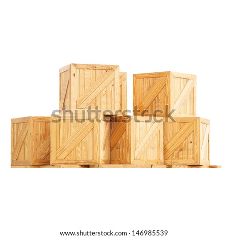 Old Wooden box isolated on white background transport cargo case industrial packaging parcel mail fragile transportation boxed wooden container package logistics storage timber Royalty-Free Stock Photo #146985539
