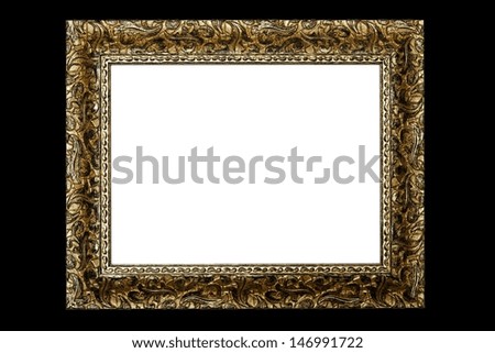 White rectangle in a gold frame on a black background