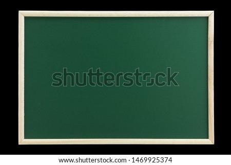 Empty green wood chalkboard texture isolated on black background. wallpaper and copy space. bill board wood frame for picture or add text.