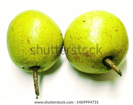 A picture of fresh pears on a white background