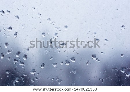 background of raindrops on window glass, close up