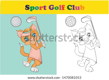 
Coloring book page for kids. Cat playing golf. Stock illustration. Royalty-Free image.