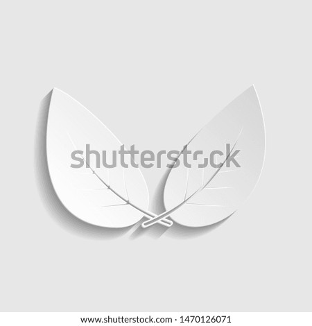 Leaf sign. Paper style icon. Illustration.