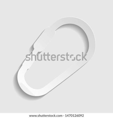 Carabiner sign. Paper style icon. Illustration.