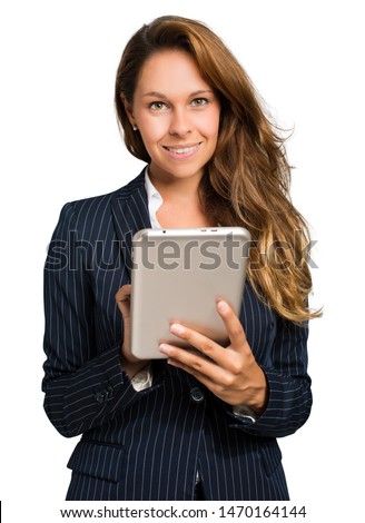 Portrait of a young woman using a digital tablet