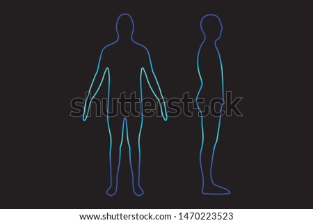 vector male human silhouette outline image illustration, line art