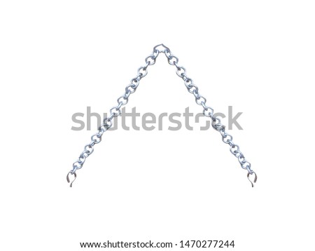 Steel chain for hanging wood sign or picture frame isolated on white background with clipping path