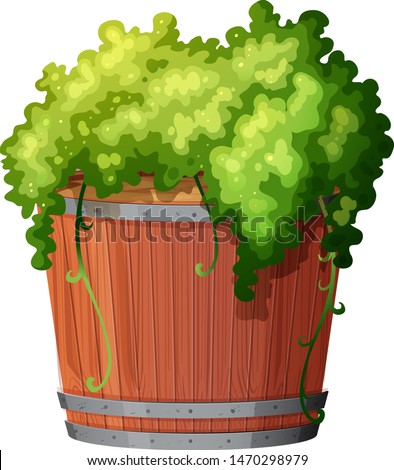 Pot plant with green leaves on an isolated white background illustration