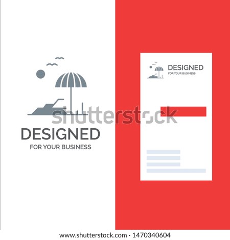 Beach, Palm, Tree, Spring Grey Logo Design and Business Card Template. Vector Icon Template background