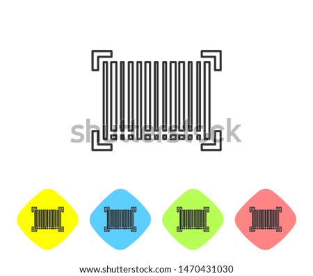Grey line Barcode icon isolated on white background. Set icons in color rhombus buttons. Vector Illustration