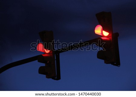 Traffic light in the evening