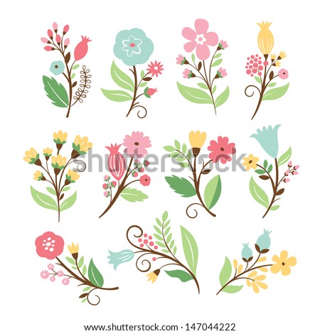Set of elegance floral bouquets , vector collection 