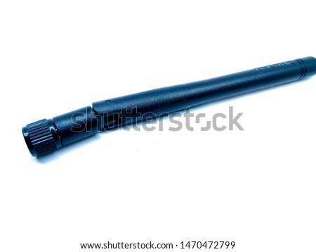 A picture of black WiFi antenna isolated on white background