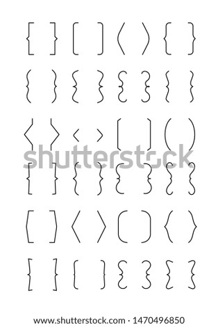 Bracket set. Square, round and angle, curly brace brackets icons. Typography, punctuation vector isolated elements for messages. Illustration of bracket and brace, parenthesis of mathematic rounded Royalty-Free Stock Photo #1470496850