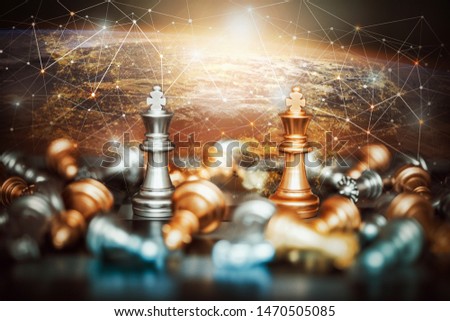 King chess battle on chessboard,Concept for business strategy and tactic battle,Success, business strategy.