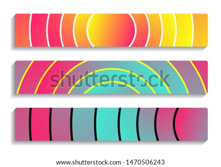 banners set with curved waves pattern in pop shades