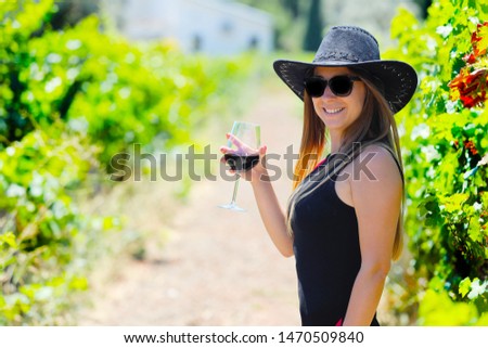 We took a picture on a sunny day in a vineyard.