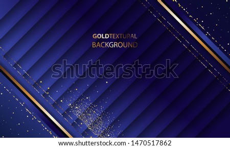Abstract gold background luxury dark blue and golden line template premium vector