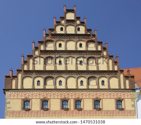 Detail of historic building in Freiberg. Freiberg is town in the Saxony, Germany. Its historic town centre has been heritage conservation and is UNESCO World Heritage Site - Ore Mountain Mining Region
