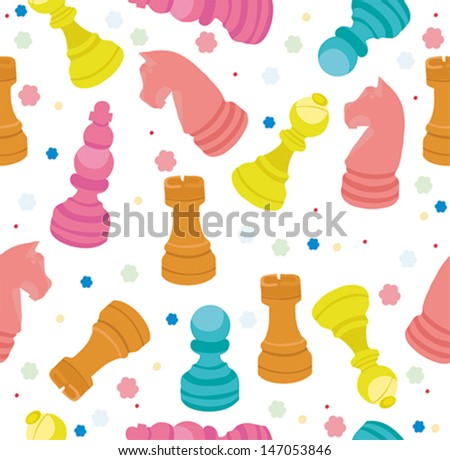 Seamless  chessman illustration fabric background pattern in vector